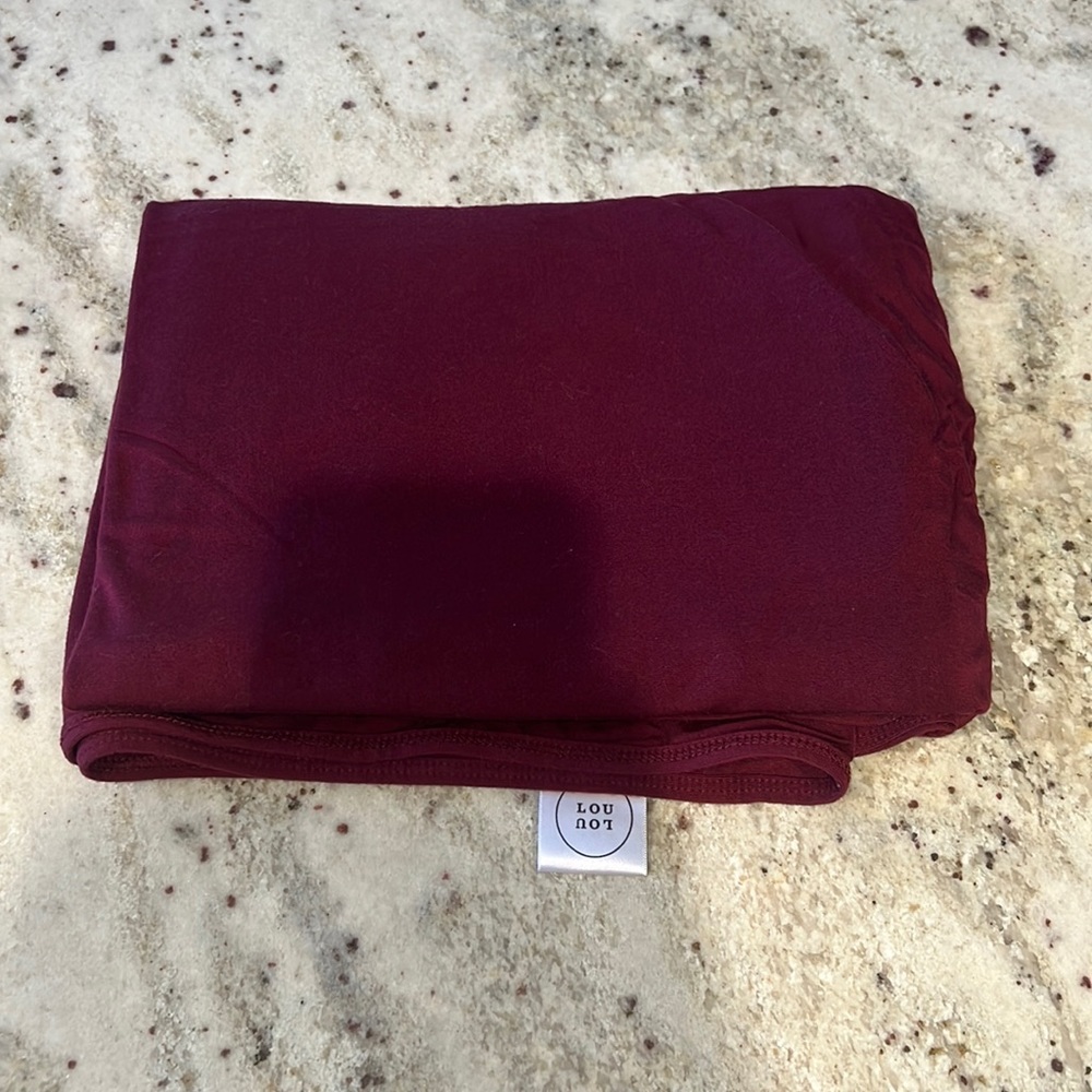 Burgundy Lou Lou and company swaddle blanket